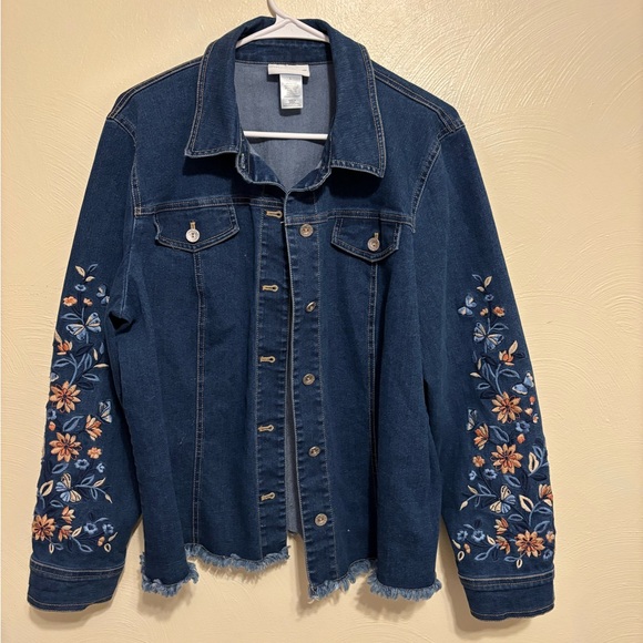 Alfred Dunner Embroidered Denim Jacket Women’s Large Floral Jean Jacket - Picture 1 of 7
